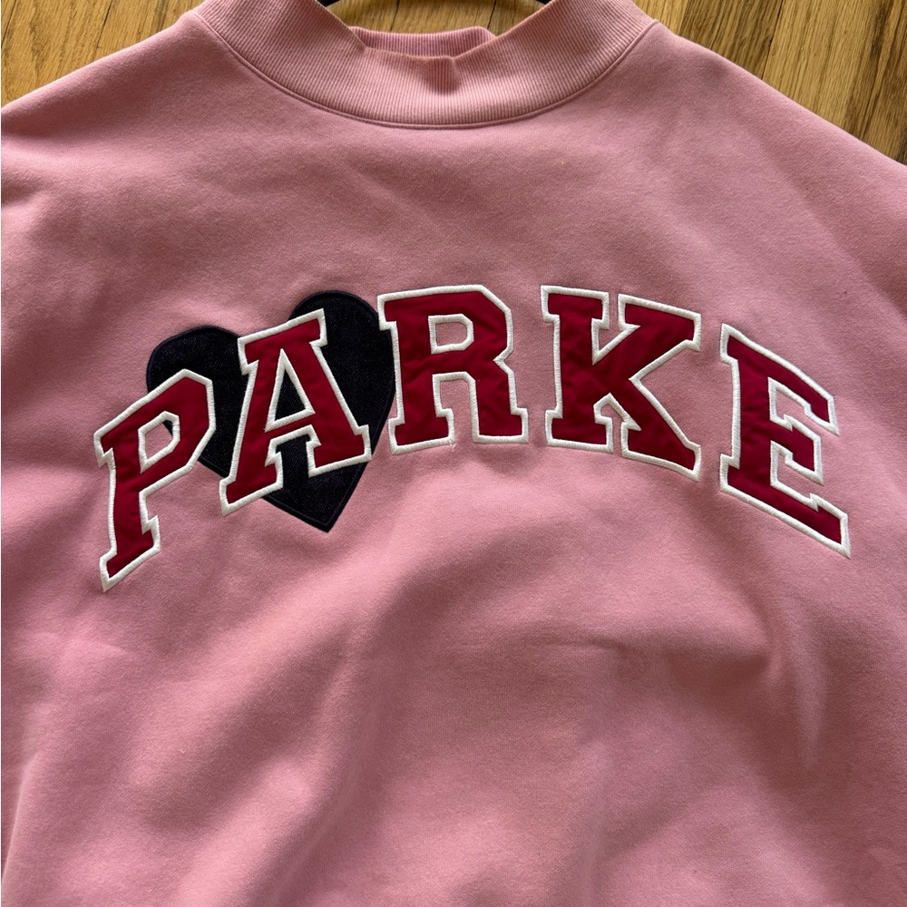 Parke Pink Fleece-Lined mockneck Sweatshirt